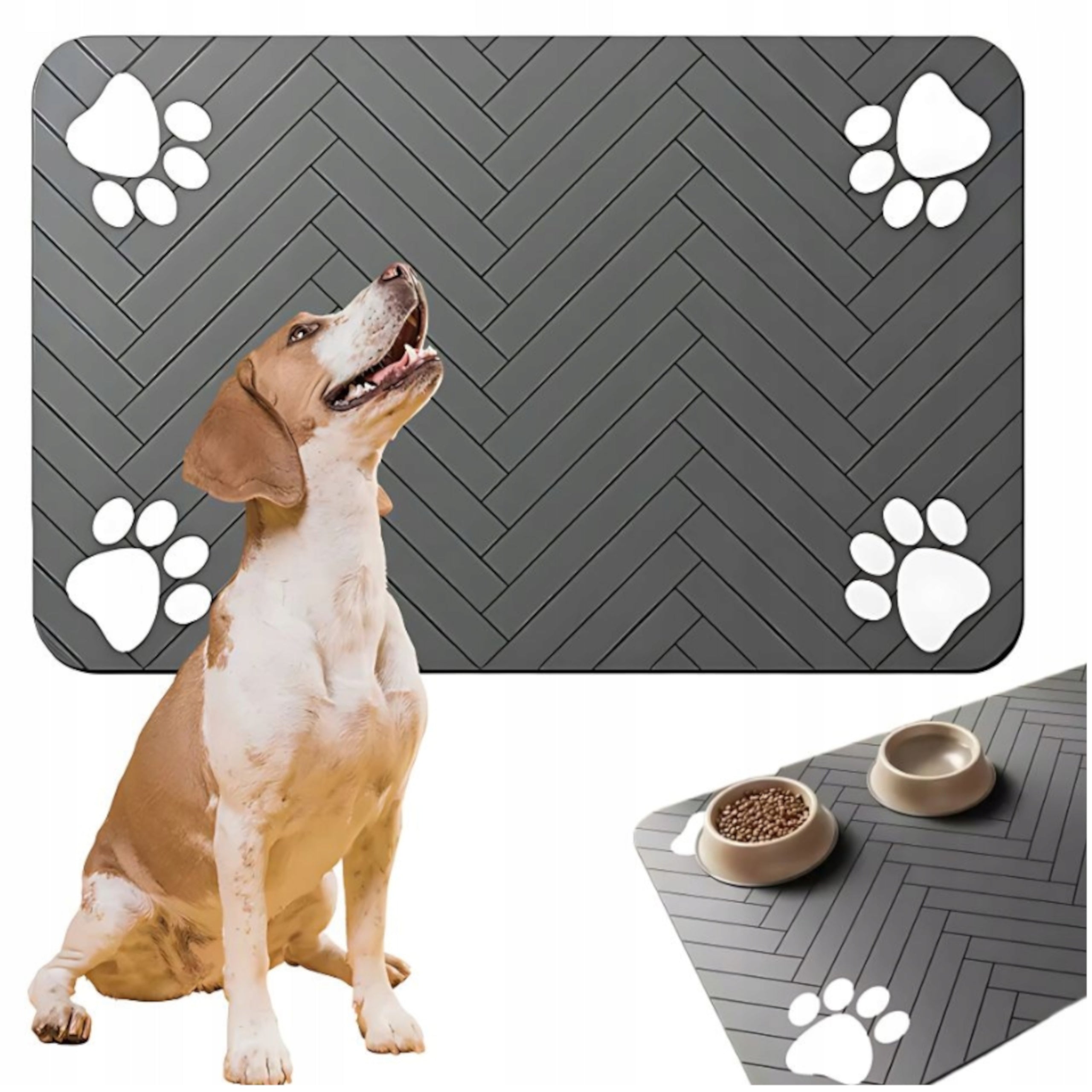 CAT DOG BOWL MAT PAD 40 X 30 CM WATERPROOF NON-SLIP