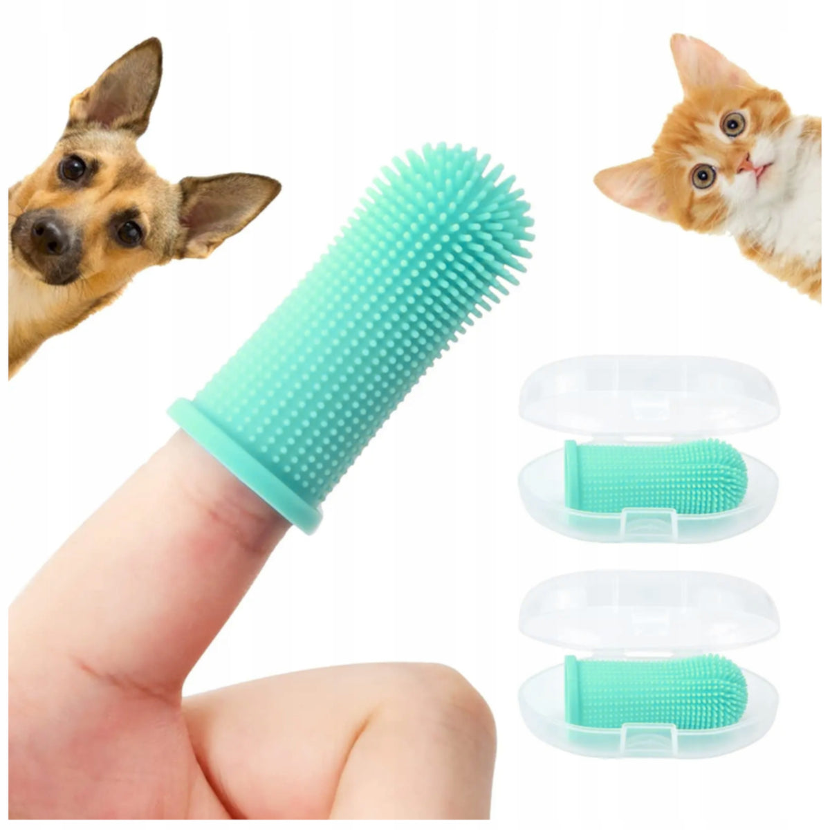 CAT DOG BRUSH FOR CLEANING TEETH SILICONE TOOTHBRUSH FINGER