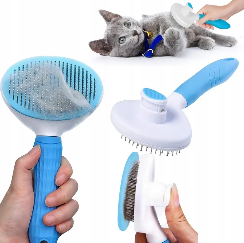 CAT DOG BRUSH SELF-CLEANING FOR COMBING HAIR DETANGLING Packaging status original