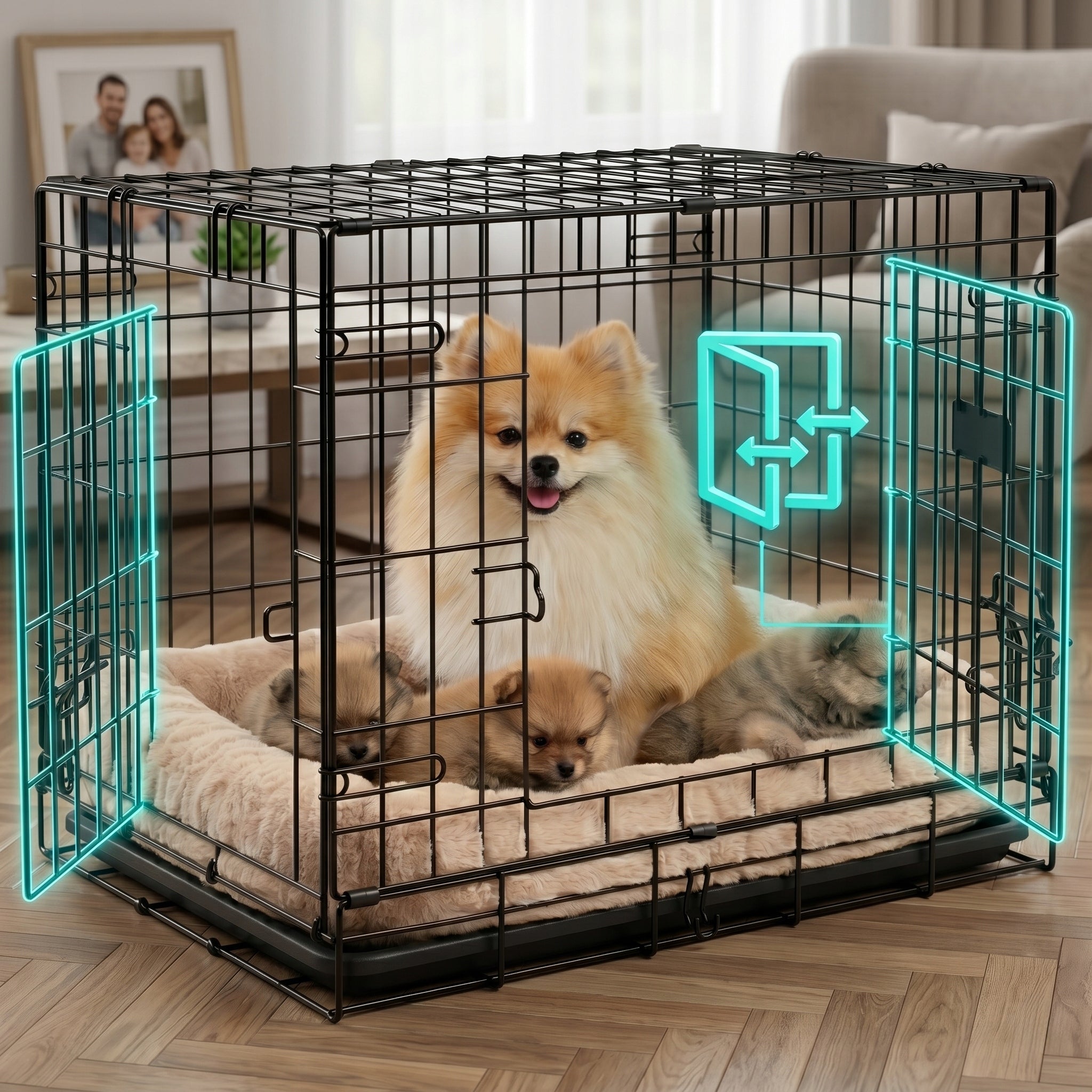 CAT DOG CAGE METAL KENNEL ANIMAL TRANSPORTER 61,5x44x52 cm M Product width 44 cm