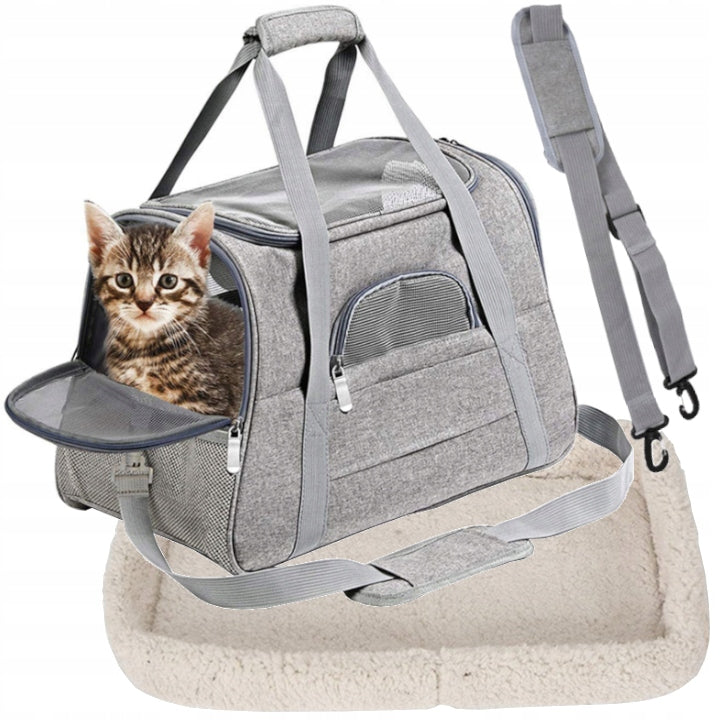 CAT DOG CARRIER BAG RIGID BED 43X25X28 CM GREY LARGE Product height 24.9 cm