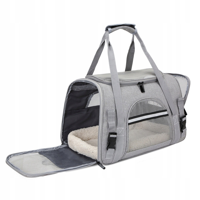 CAT DOG CARRIER BAG RIGID BED 43X25X28 CM GREY LARGE Product width 42.9 cm