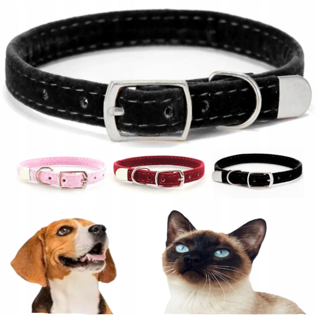 CAT DOG COLLAR SMALL VELOUR MATERIAL XS/S ADJUSTABLE YORK SZITZU