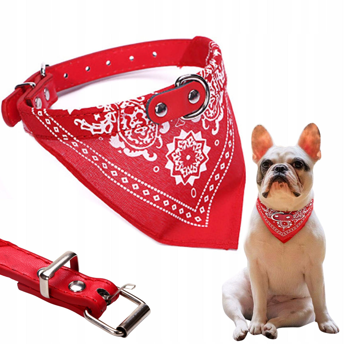 CAT DOG COLLAR WITH BANDANA MEDIUM 38X1,5 CM DURABLE ADJUSTABLE
