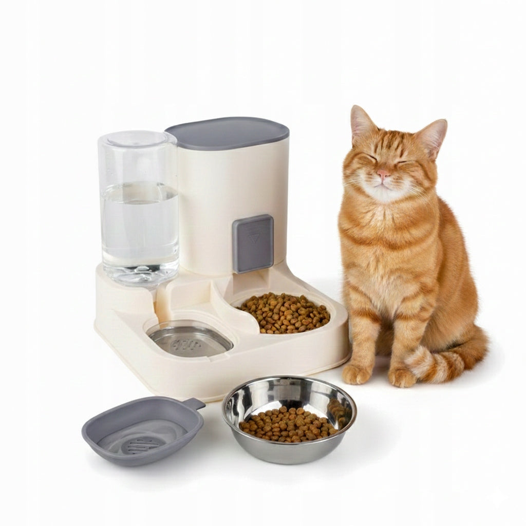 CAT DOG FOOD AND WATER FEEDER AUTOMATIC Bowl Drinker Dispenser 2in1