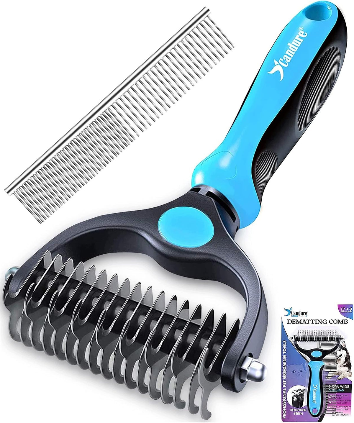 CAT DOG GROOMING BRUSH STAINLESS STEEL 17+9 DOUBLE-SIDED