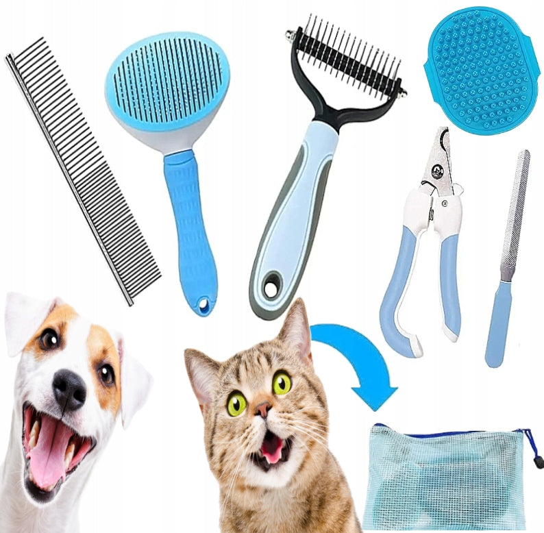 CAT DOG HAIR CARE KIT CLIPPERS COMB BRUSH TRIMMER 6 IN 1