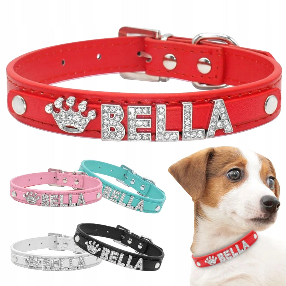 CAT DOG ID RED LEATHER COLLAR WITH NAME Manufacturer code COL-REDD-S
