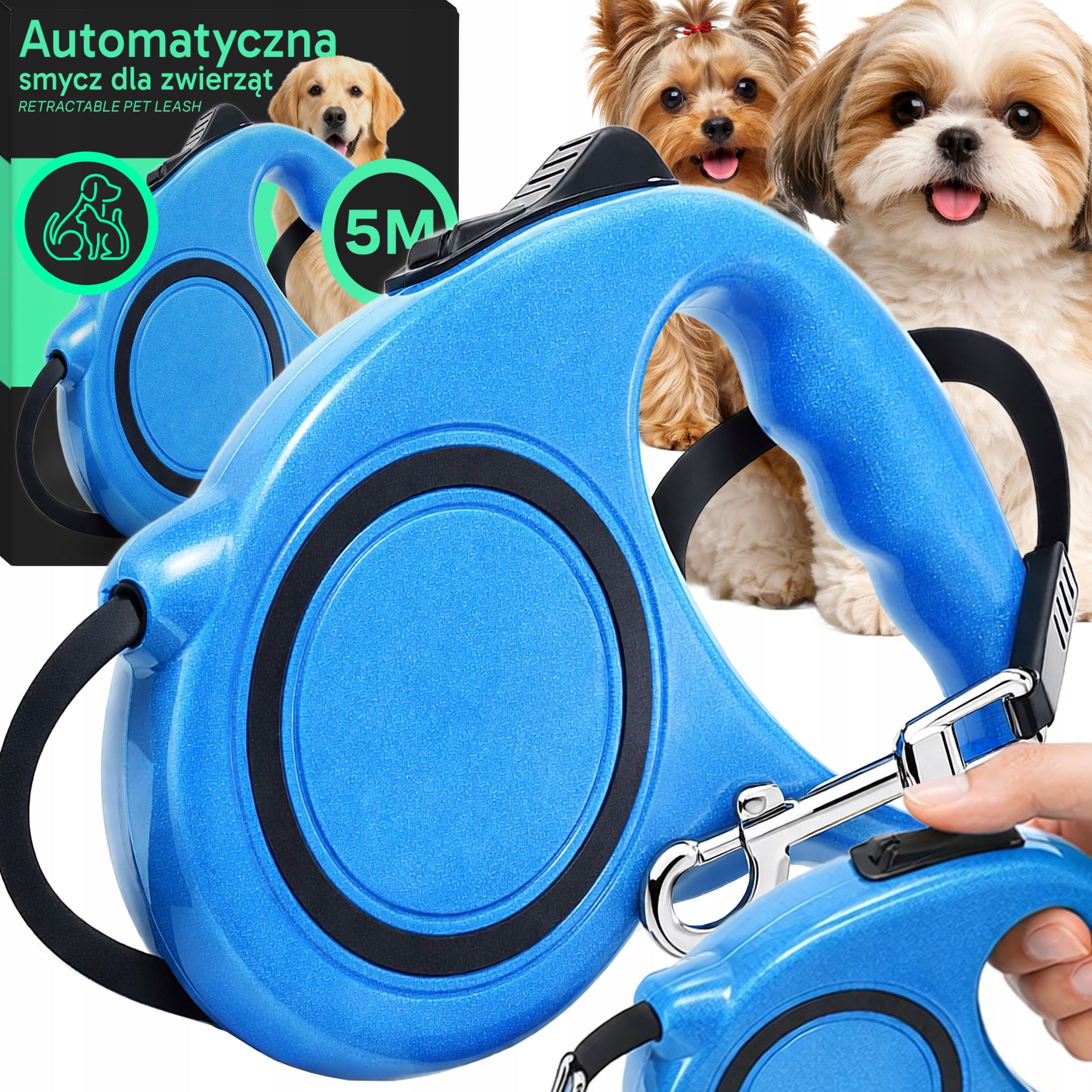 CAT DOG LEASH AUTOMATIC ROLL-UP TAPE WITH LOCK 5M TO 15KG FLEXI