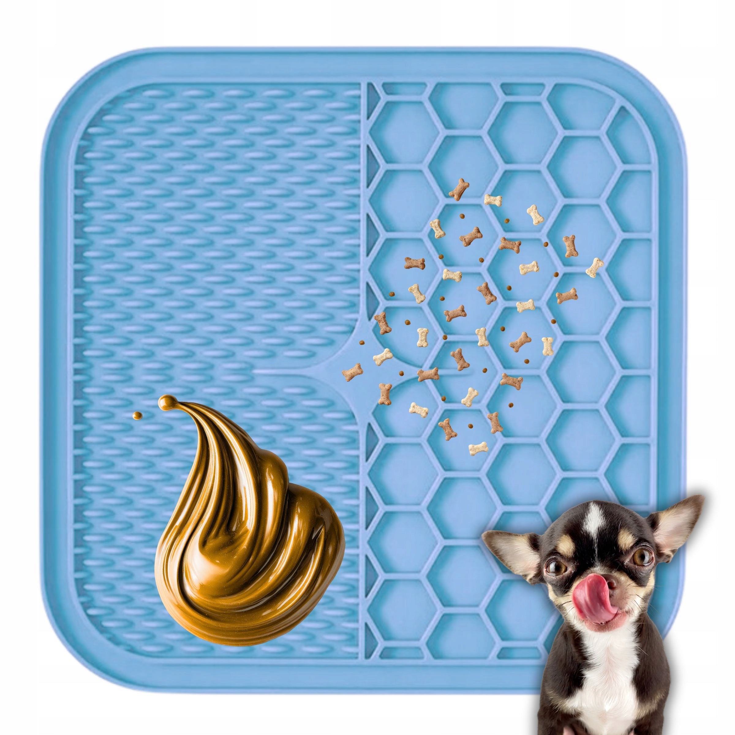 CAT DOG LICKING TRAY MAT SLOWING DOWN FOOD WITH SUCTION CUPS Color blue