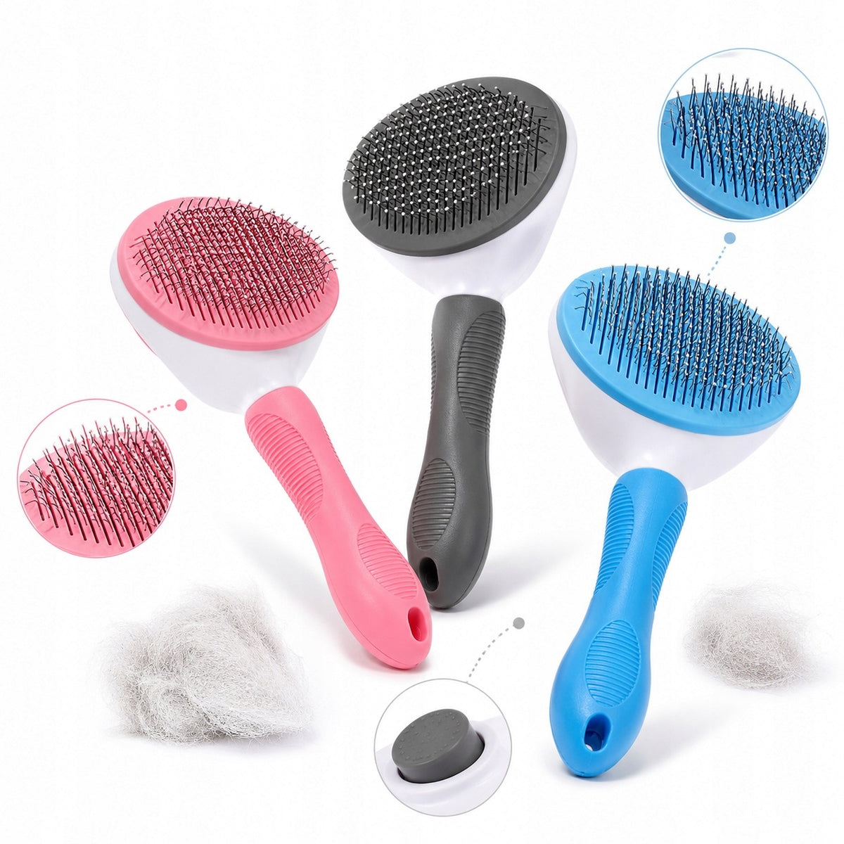 CAT DOG LONG AND SHORT HAIR BRUSH SELF-CLEANING 3 COLORS Packaging status original