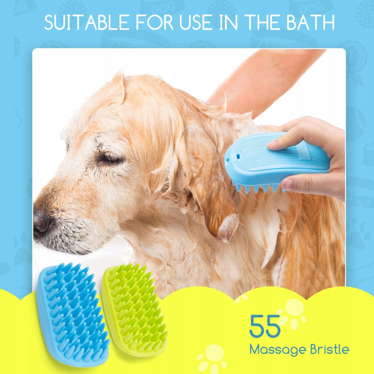 CAT DOG MASSAGE BRUSH 2 PCS RUBBER ERGONOMIC Brand Nobleza