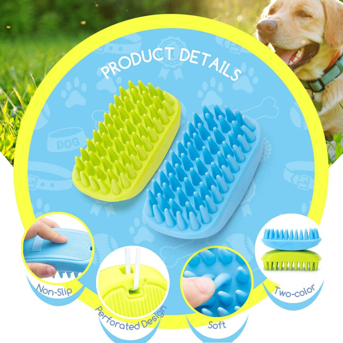 CAT DOG MASSAGE BRUSH 2 PCS RUBBER ERGONOMIC Manufacturer code SZCZOTKA PSA KOTA MASAŻ GUMOWA ERGONOMIC