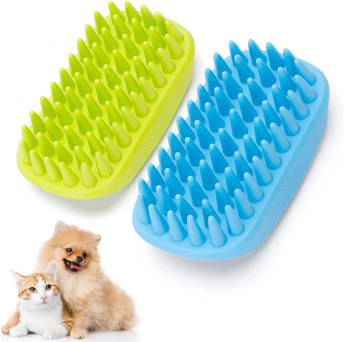 CAT DOG MASSAGE BRUSH 2 PCS RUBBER ERGONOMIC