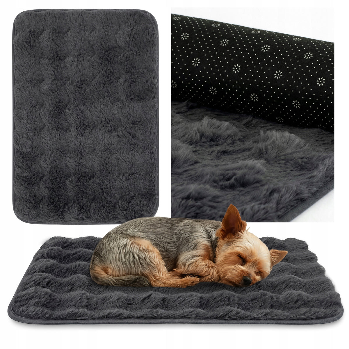 CAT DOG MAT NON-SLIP 70x50 SOFT ECO FUR RABBIT