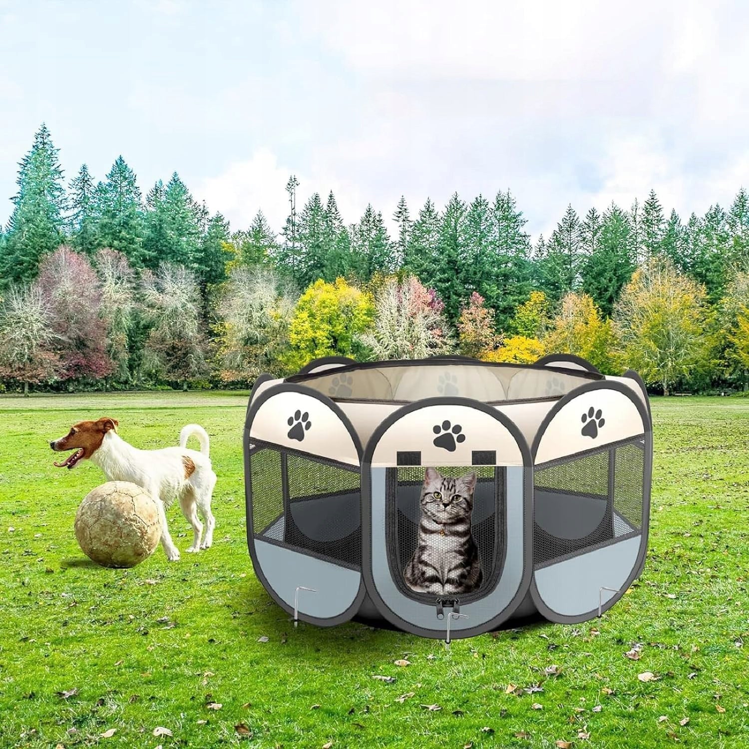 CAT DOG PET PLAYPEN FOR HOME FOLDING VENTILATION WATERPROOF 75x75cm Kind playpen