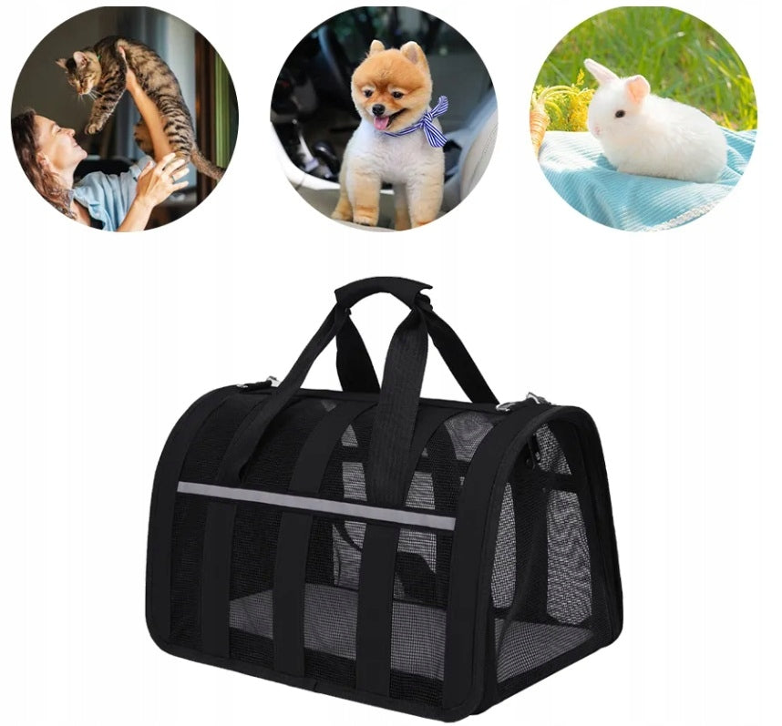 CAT DOG RABBIT ANIMALS CARRIER LARGE SOLID TRAVEL BAG BLACK Manufacturer code 3069-M