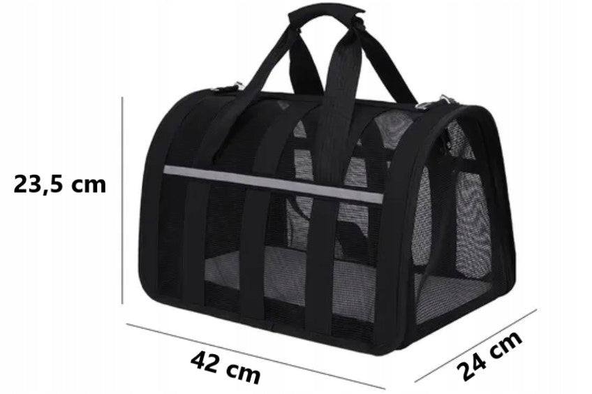 CAT DOG RABBIT ANIMALS CARRIER LARGE SOLID TRAVEL BAG BLACK Product height 22 cm