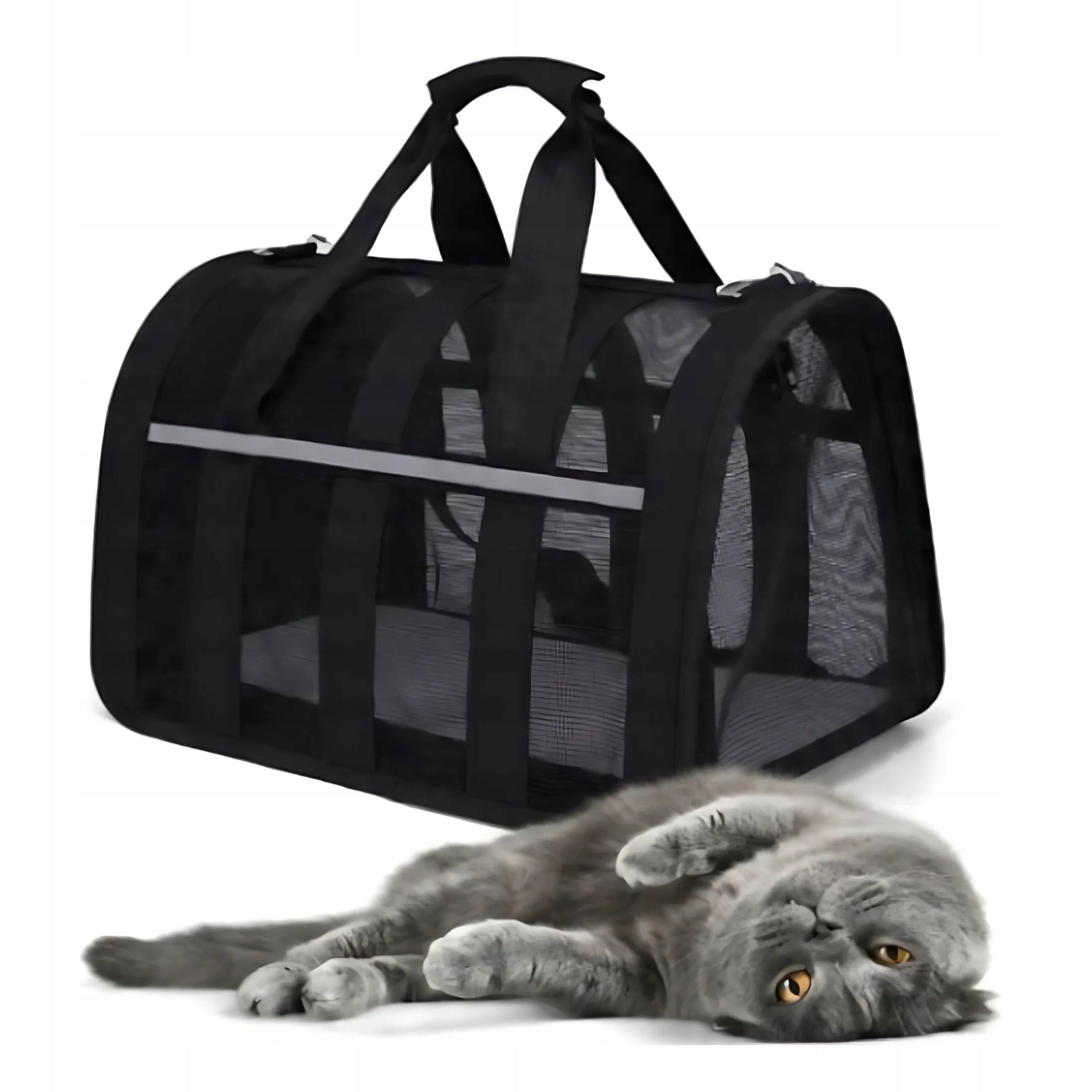 CAT DOG RABBIT ANIMALS CARRIER LARGE SOLID TRAVEL BAG BLACK