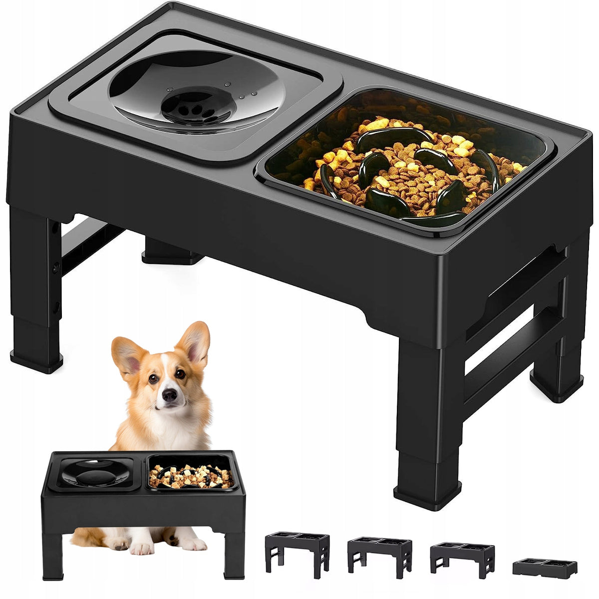 CAT DOG STAND BOWL WITH FOOD SLOWING BOWL ADJUSTABLE