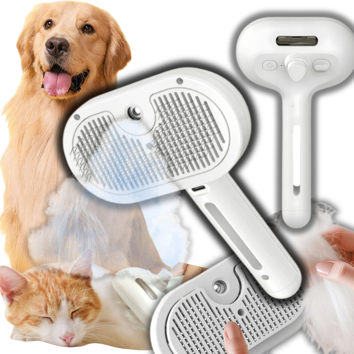CAT DOG STEAM BRUSH ELECTRIC HAIR MASSAGER USB CARE