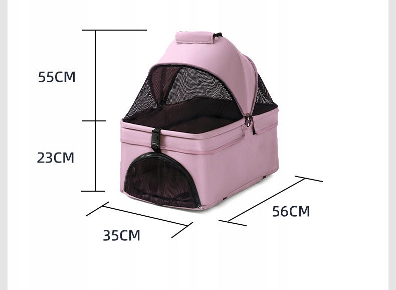 CAT DOG STROLLER FOLDING DETACHABLE TRANSPORTER PINK Product width 50 cm