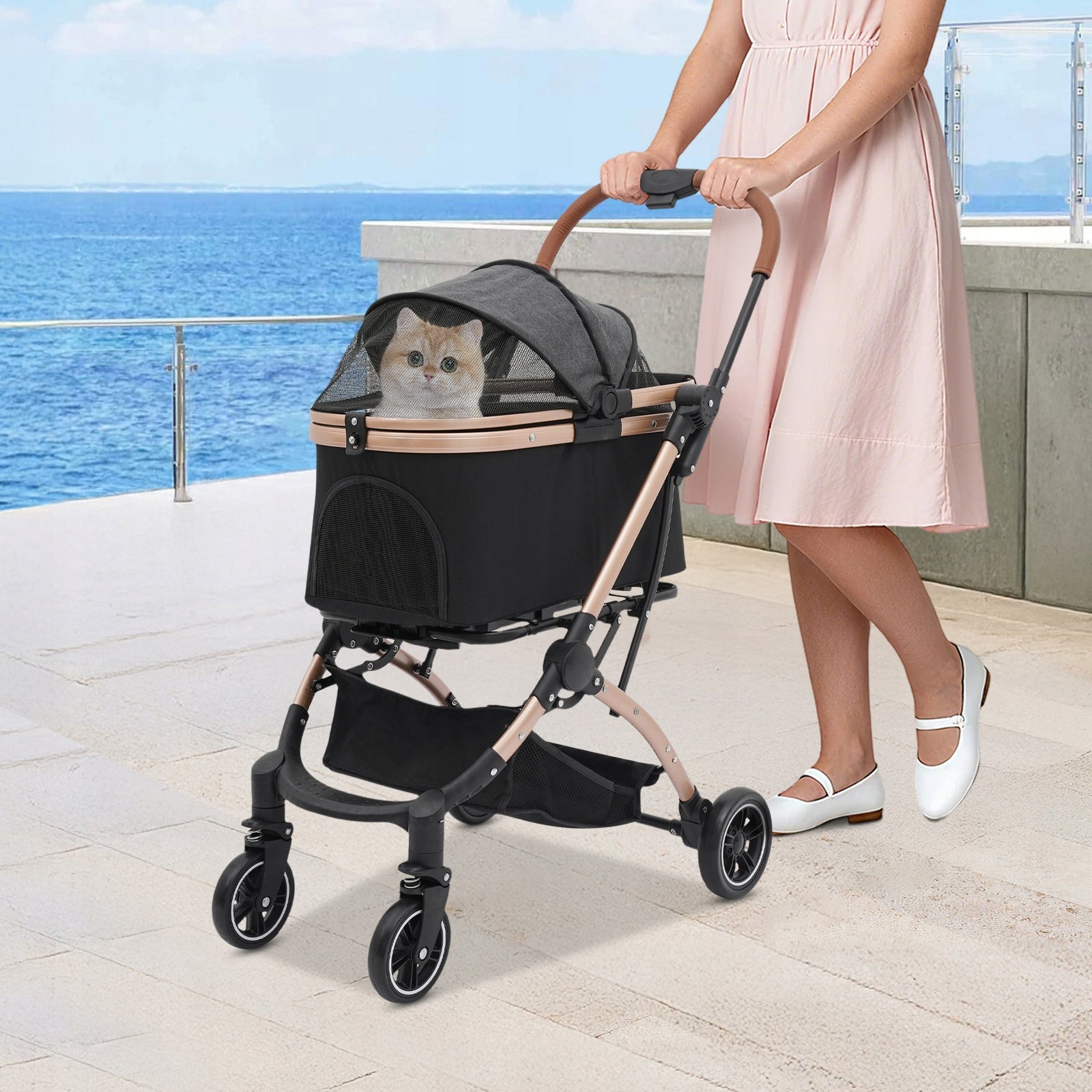 CAT DOG STROLLER FOLDING TRANSPORTER LOAD CAPACITY 30 KG 105 x 85 x 59 CM Brand no brand