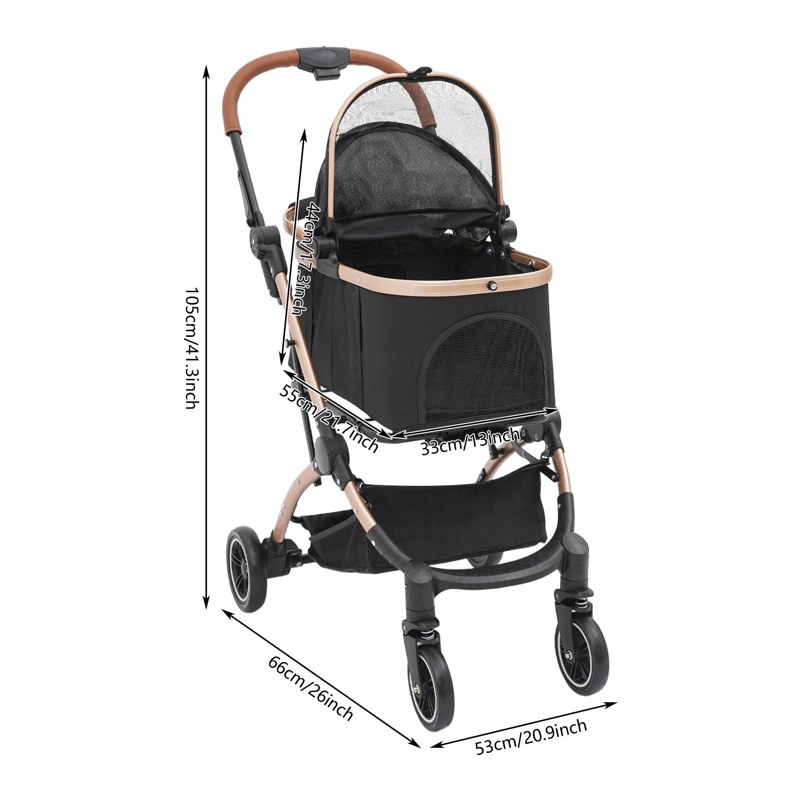 CAT DOG STROLLER FOLDING TRANSPORTER LOAD CAPACITY 30 KG 105 x 85 x 59 CM Main material synthetic material