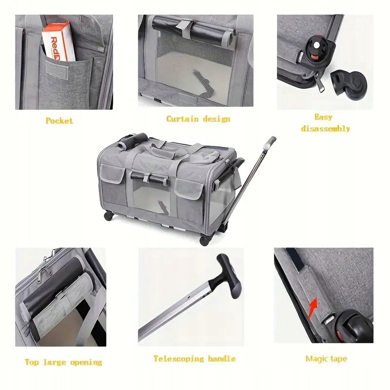 CAT DOG TRANSPORTER CARRY BAG PLAYPEN ON WHEELS Brand Drapaczek