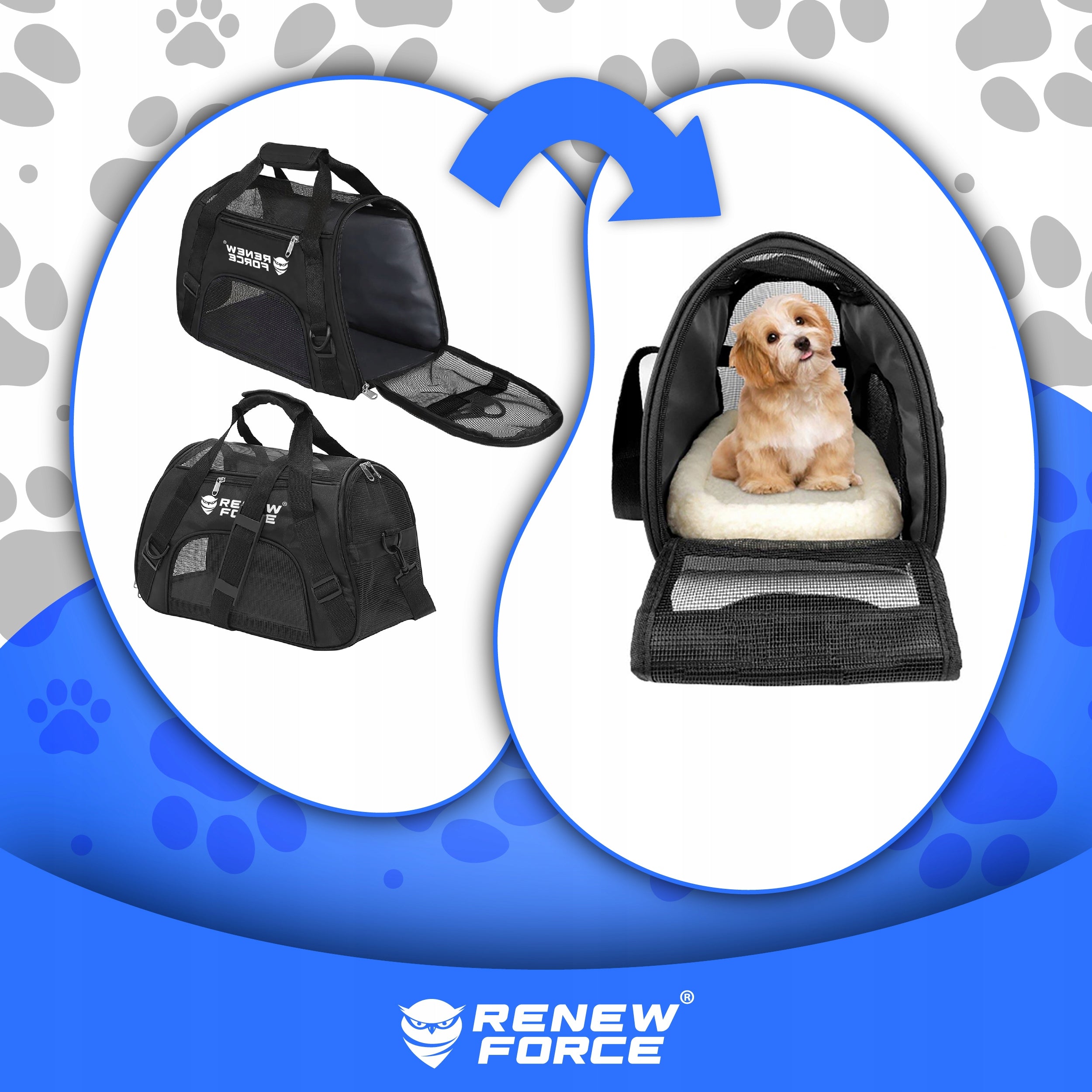 CAT DOG TRANSPORTER SHOULDER BAG FOLD-OUT PLAYPEN BED OPENING Brand Renew Force