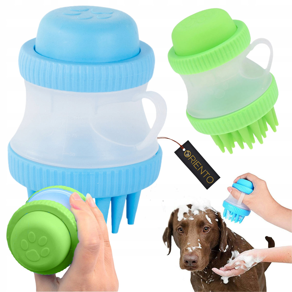 CAT DOG WASHER SILICONE BRUSH WITH SOAP DISPENSER LIQUID