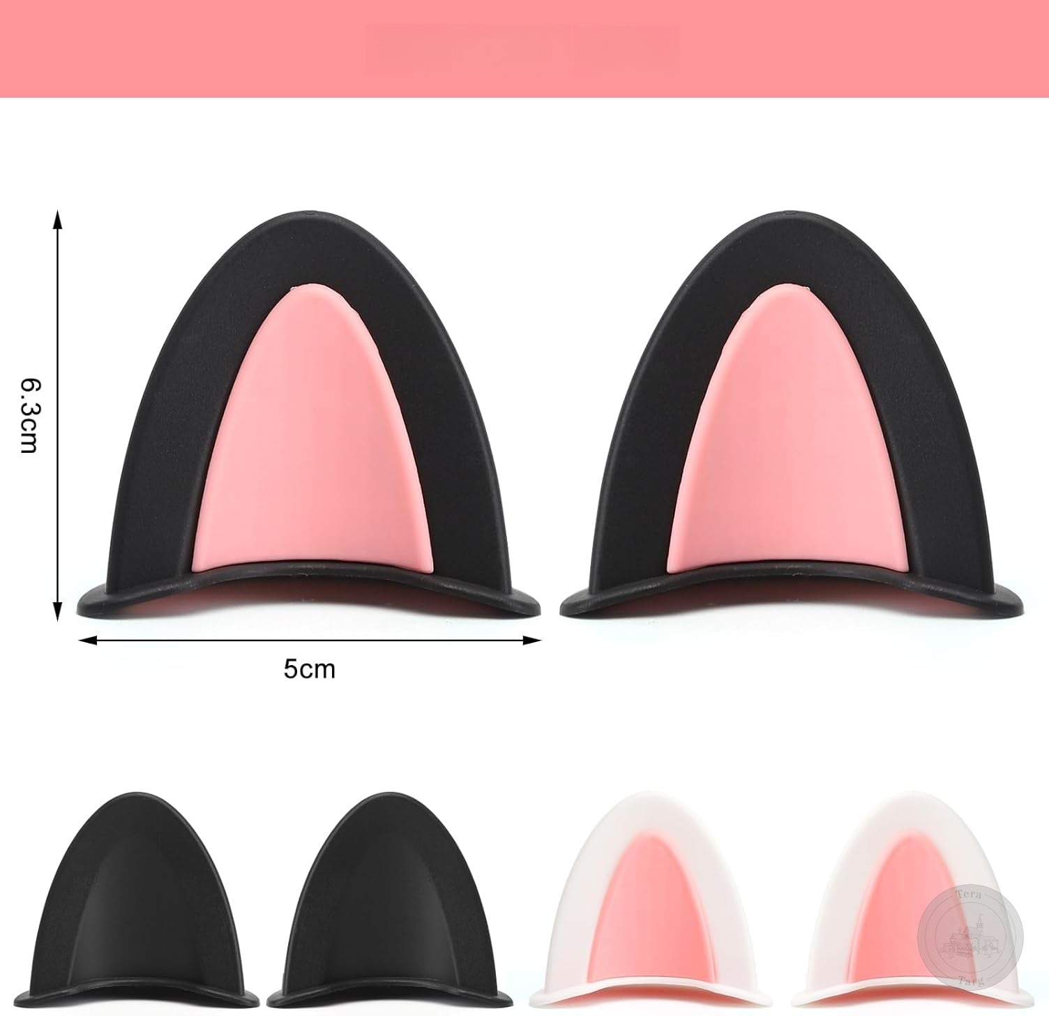 CAT EARS FOR HELMET 6 PCS MOTORCYCLE HELMET DECORATION PINK SET Packaging status original