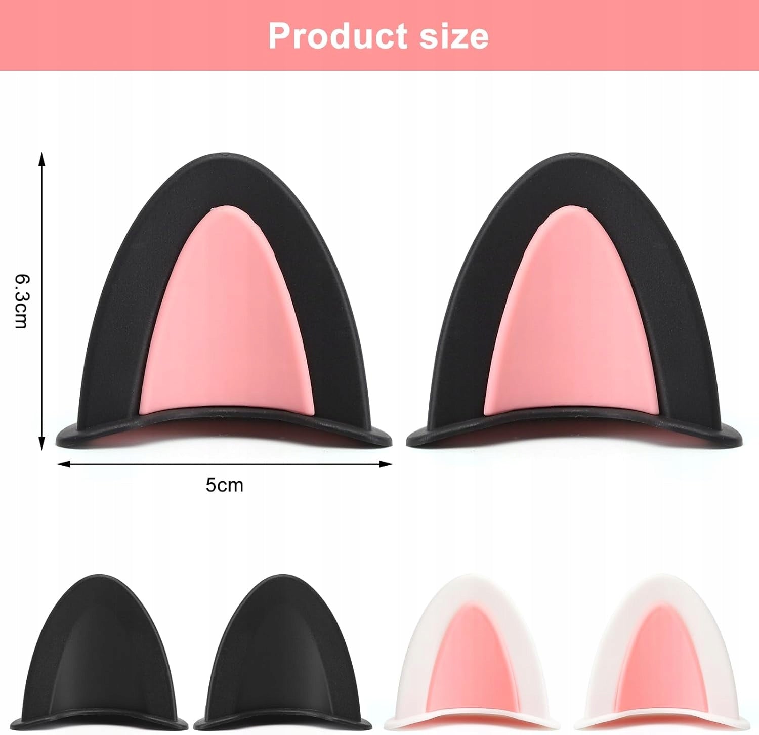 CAT EARS FOR MOTORCYCLE HELMET 6 PIECES PINK BLACK Manufacturer no brand