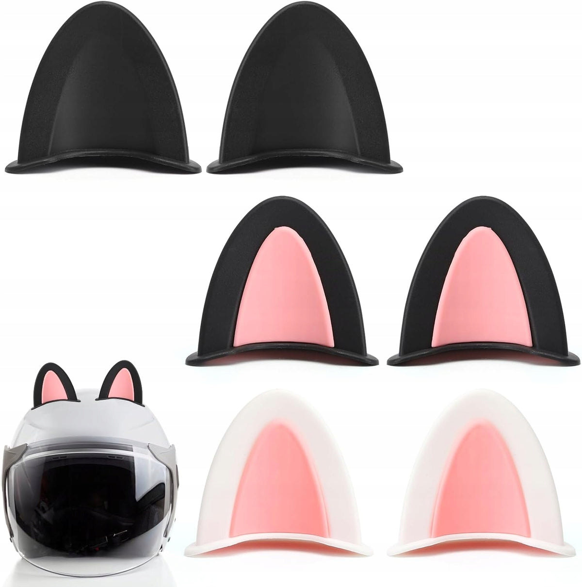 CAT EARS FOR MOTORCYCLE HELMET 6PCS ORNAMENT PINK BLACK WHITE GIFT