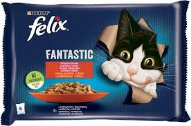 CAT FOOD FELIX BEEF CHICKEN 4*85G