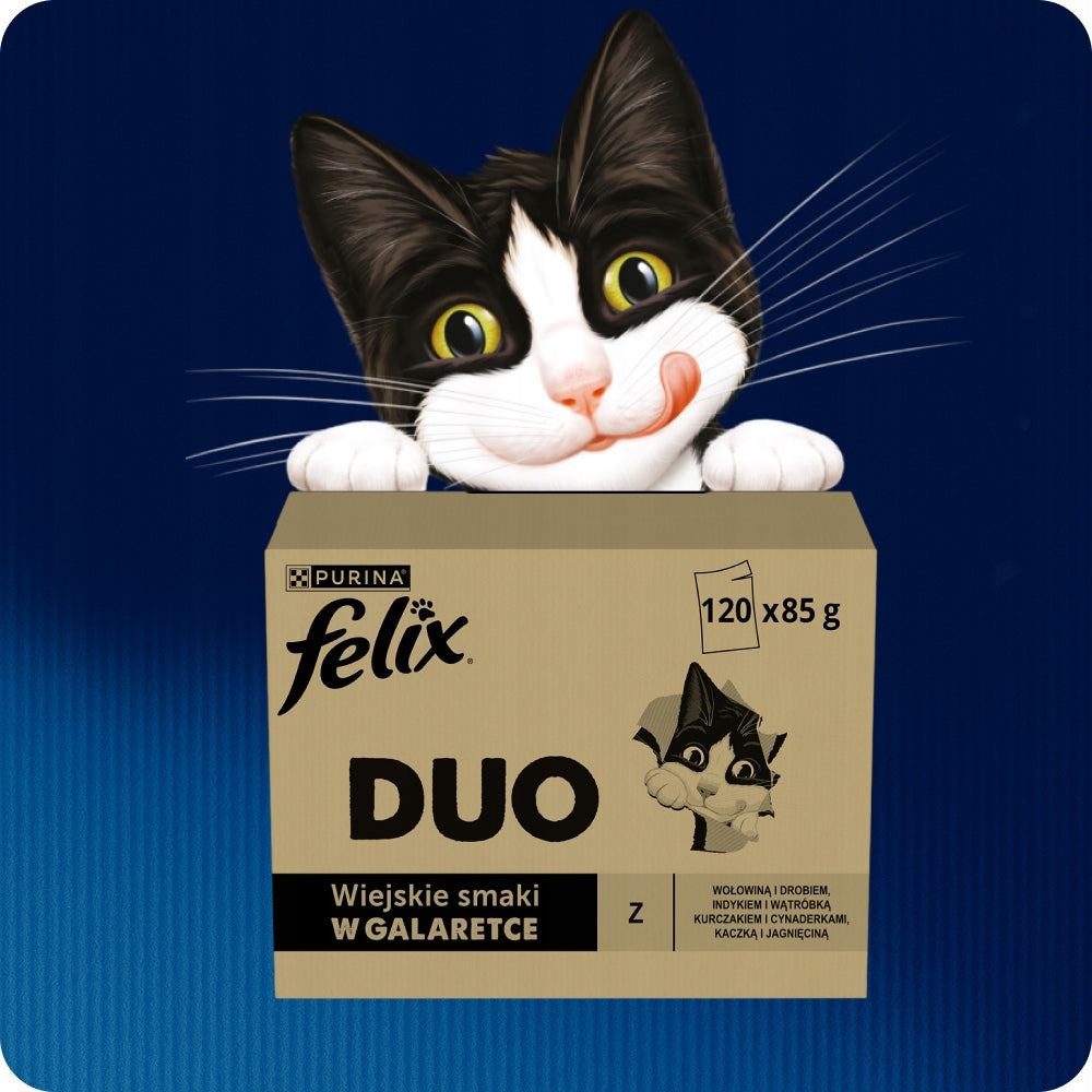 CAT FOOD FELIX FANTASTIC DUO - RURAL FLAVORS IN JELLY, 120X85G Brand Felix