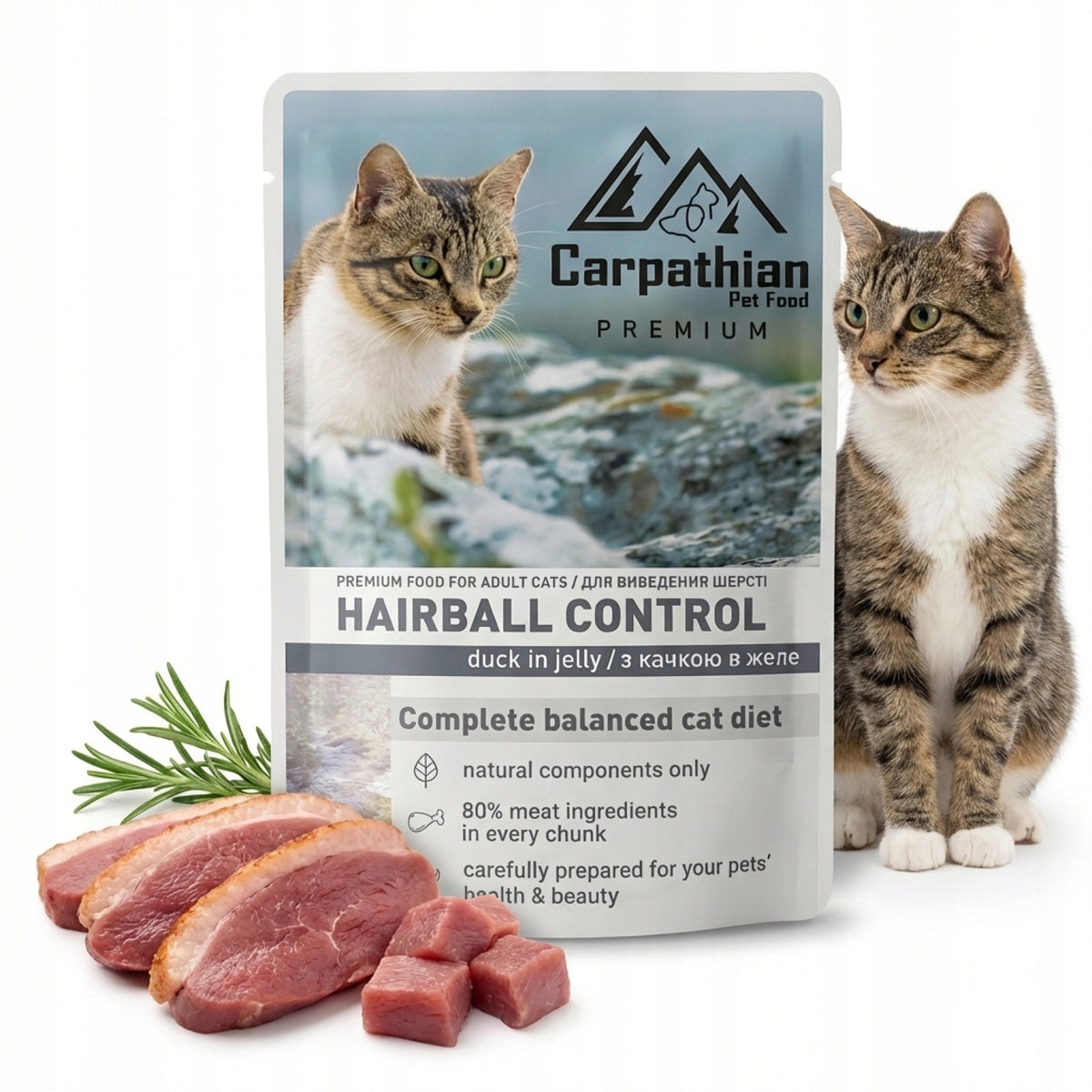 CAT FOOD WET DUCK FLAVOURED SACHET 80g CARPATHIAN