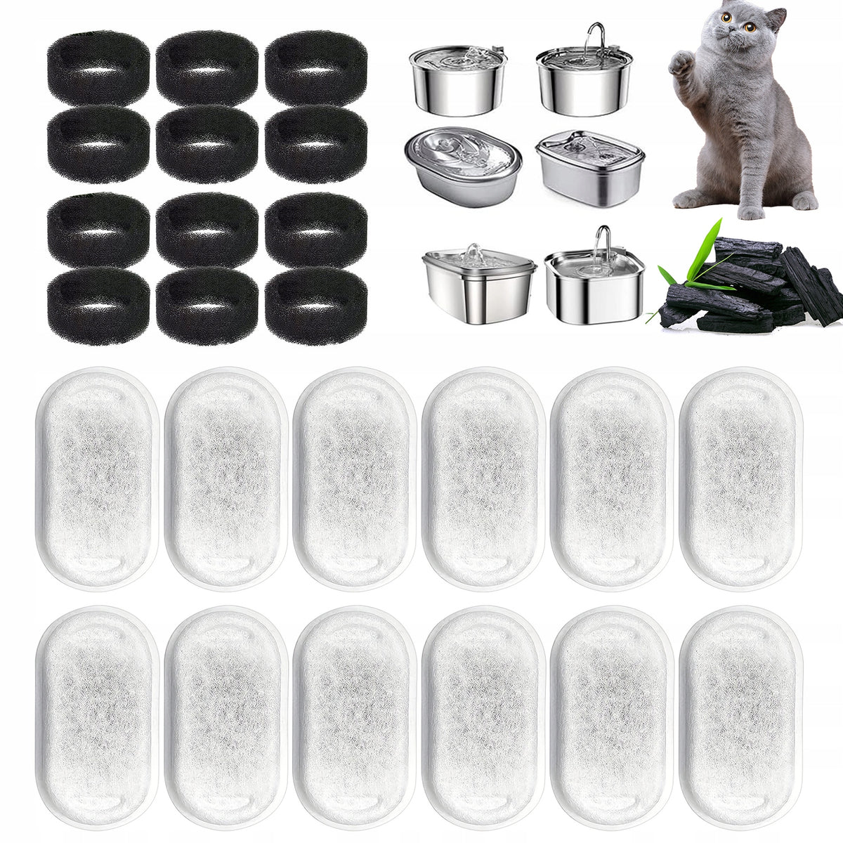 CAT FOUNTAIN FILTER DURABLE SET OF 12 FOR CLEAN WATER