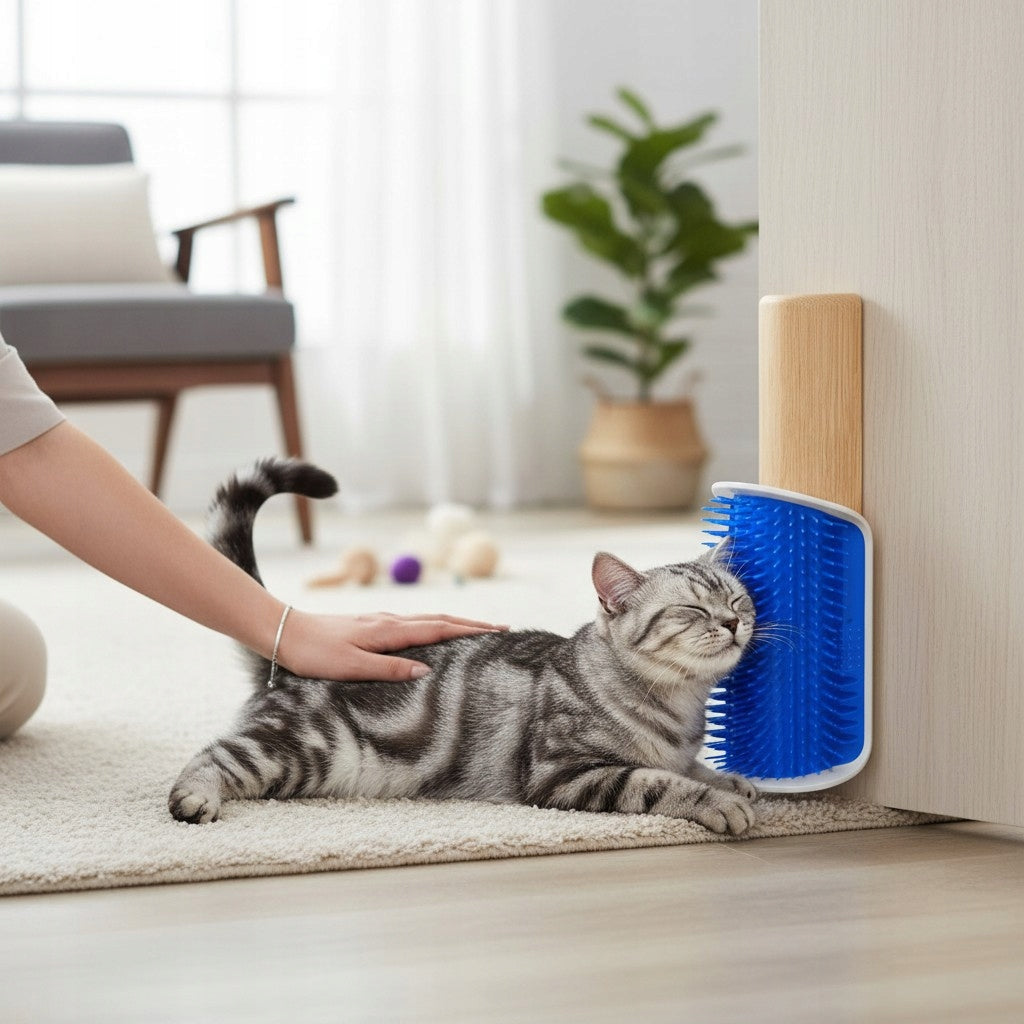 CAT HAIR BRUSH CORNER WALL SCRATCHER WITH CATNIP Packaging status original