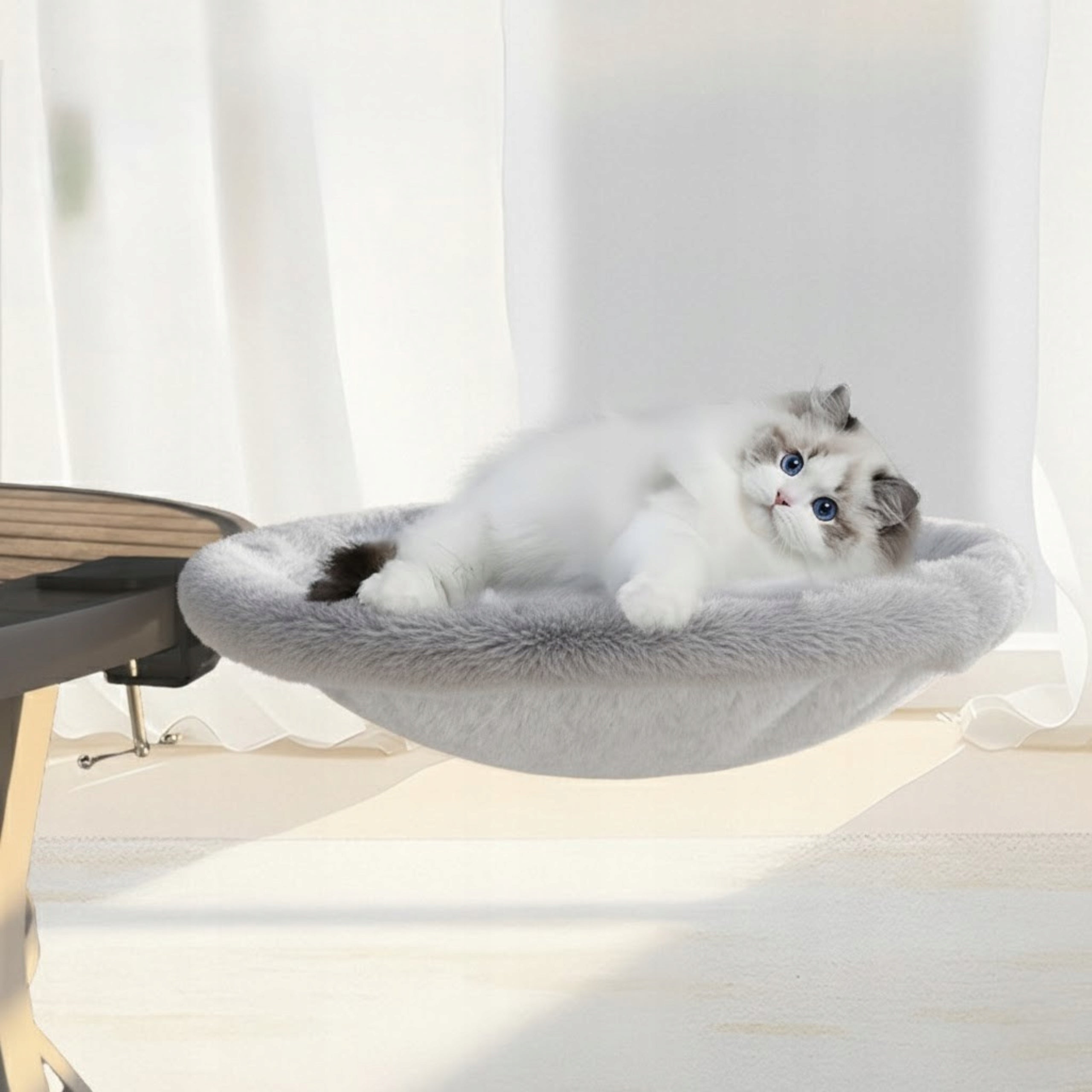 CAT HAMMOCK GREY ATTACHED TO PREMIUM DESK LARGE BED SIEMIEC Manufacturer code LEGOWISKO DLA KOTA JASNY SZARY DO BIURKA