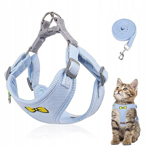 CAT HARNESS ADJUSTABLE LEASH 1 5M BLUE DOG LEASH