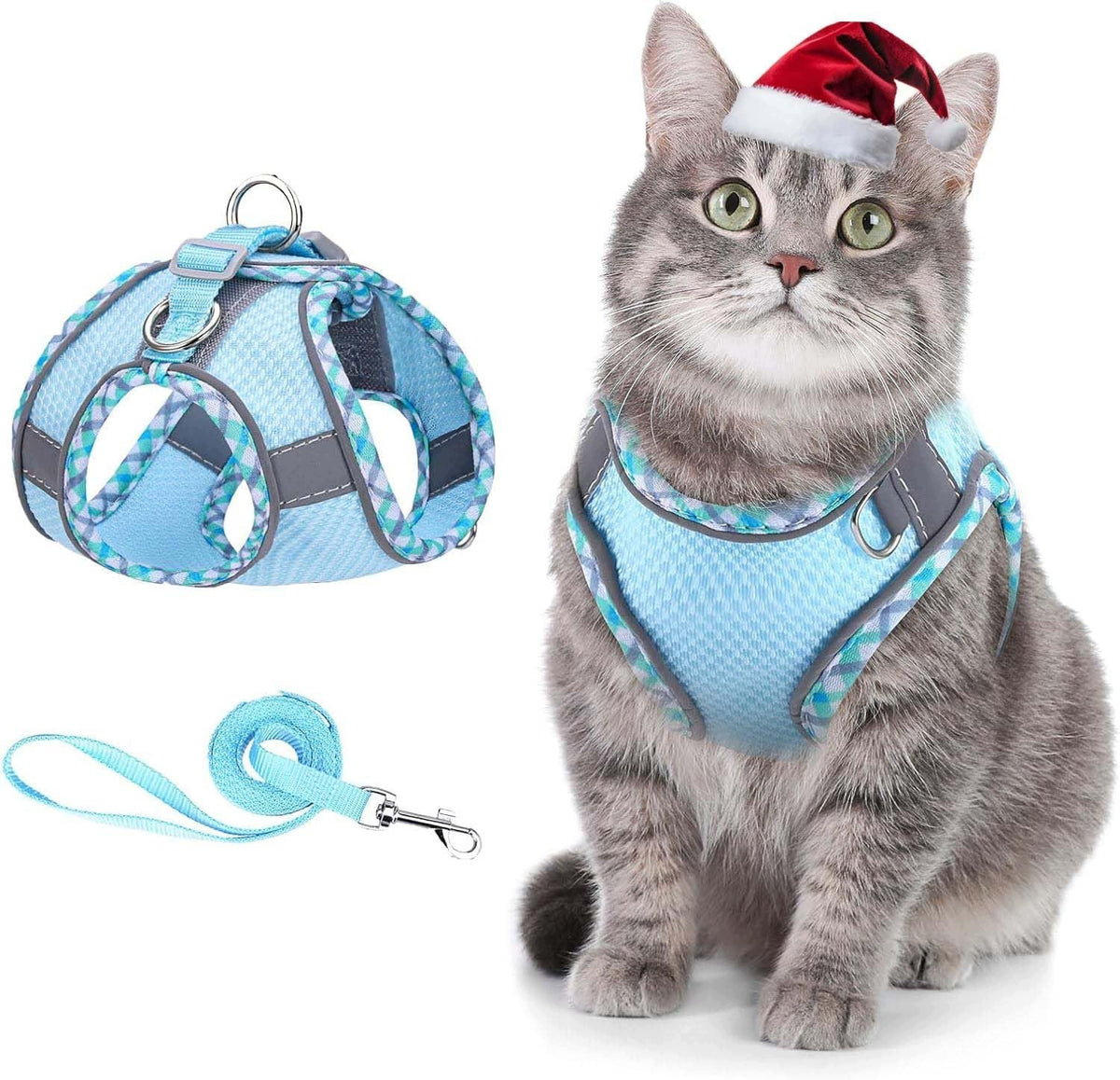 CAT HARNESS LEASH XXS BLUE BREATHABLE REFLECTIVE