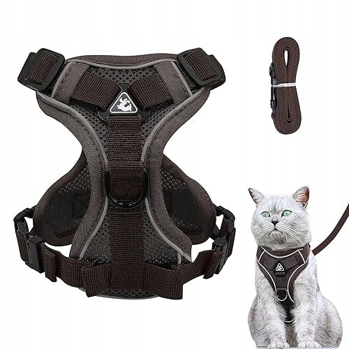 CAT HARNESS WITH LANYARD BREATHABLE ADJUSTABLE SIZE L GREY FOR HOME Brand no brand