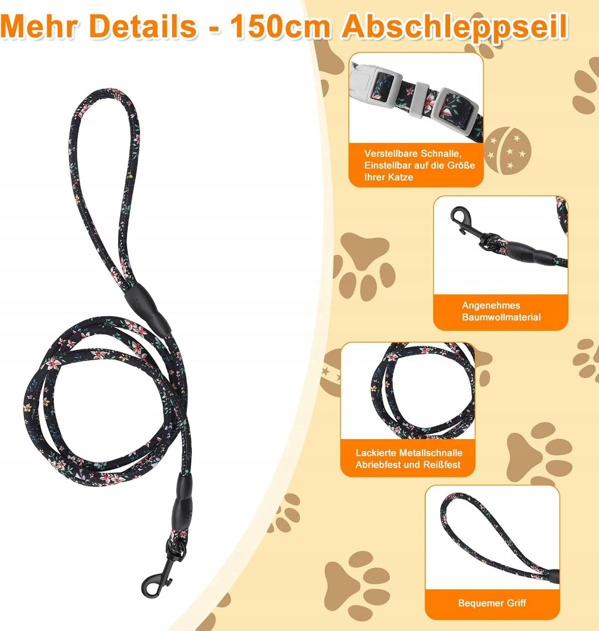 CAT HARNESS WITH LEASH ADJUSTABLE BLACK WITH SAFETY BUCKLE Brand AMI