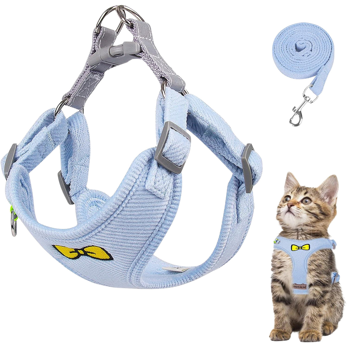 CAT HARNESS WITH LEASH ADJUSTABLE M BLUE WALKING HARNESS ROZ M