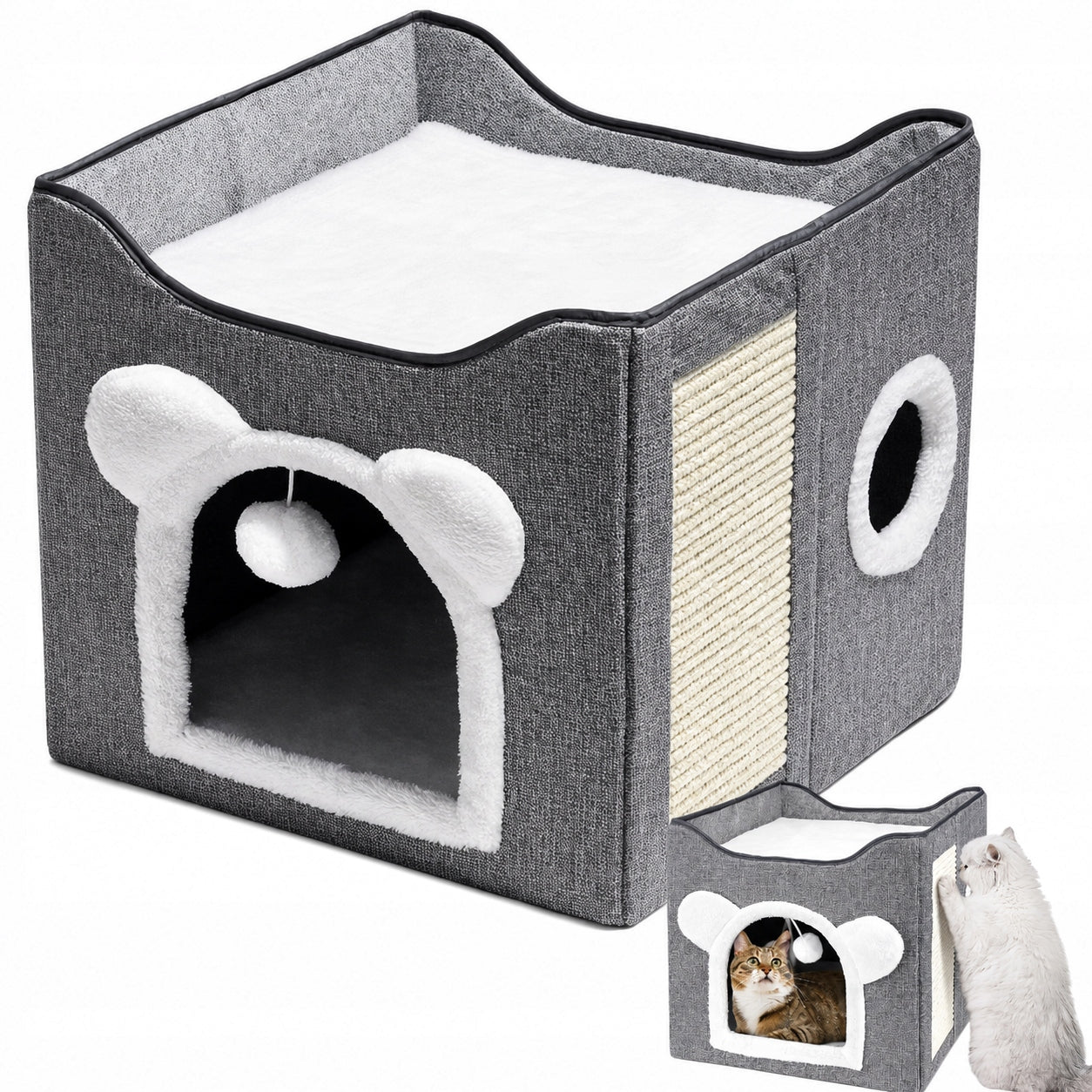 CAT HOUSE 2in1 BED BOOTH FOLDING WITH SOFT PILLOWS SCRATCHING POST