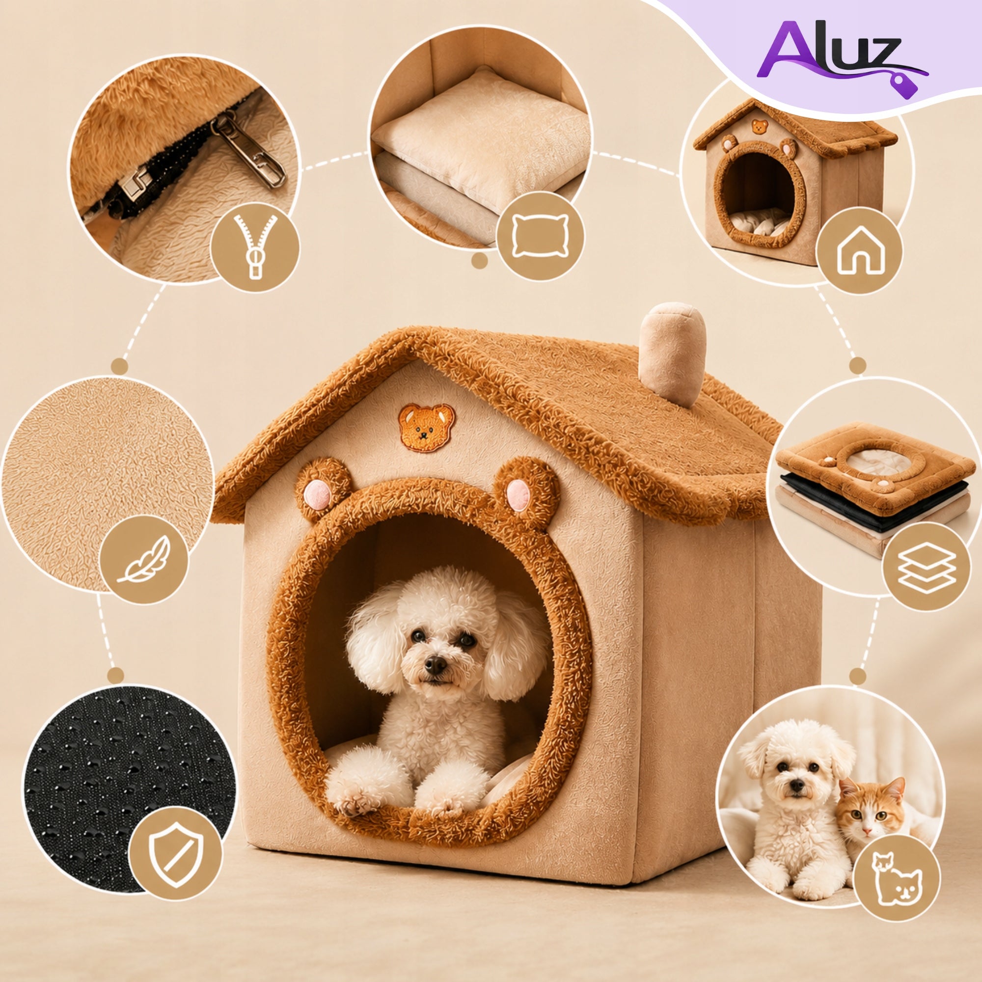 CAT HOUSE BED BOOTH PLUSH SOFT PLAYPEN PILLOW KENNEL BED Packaging status original