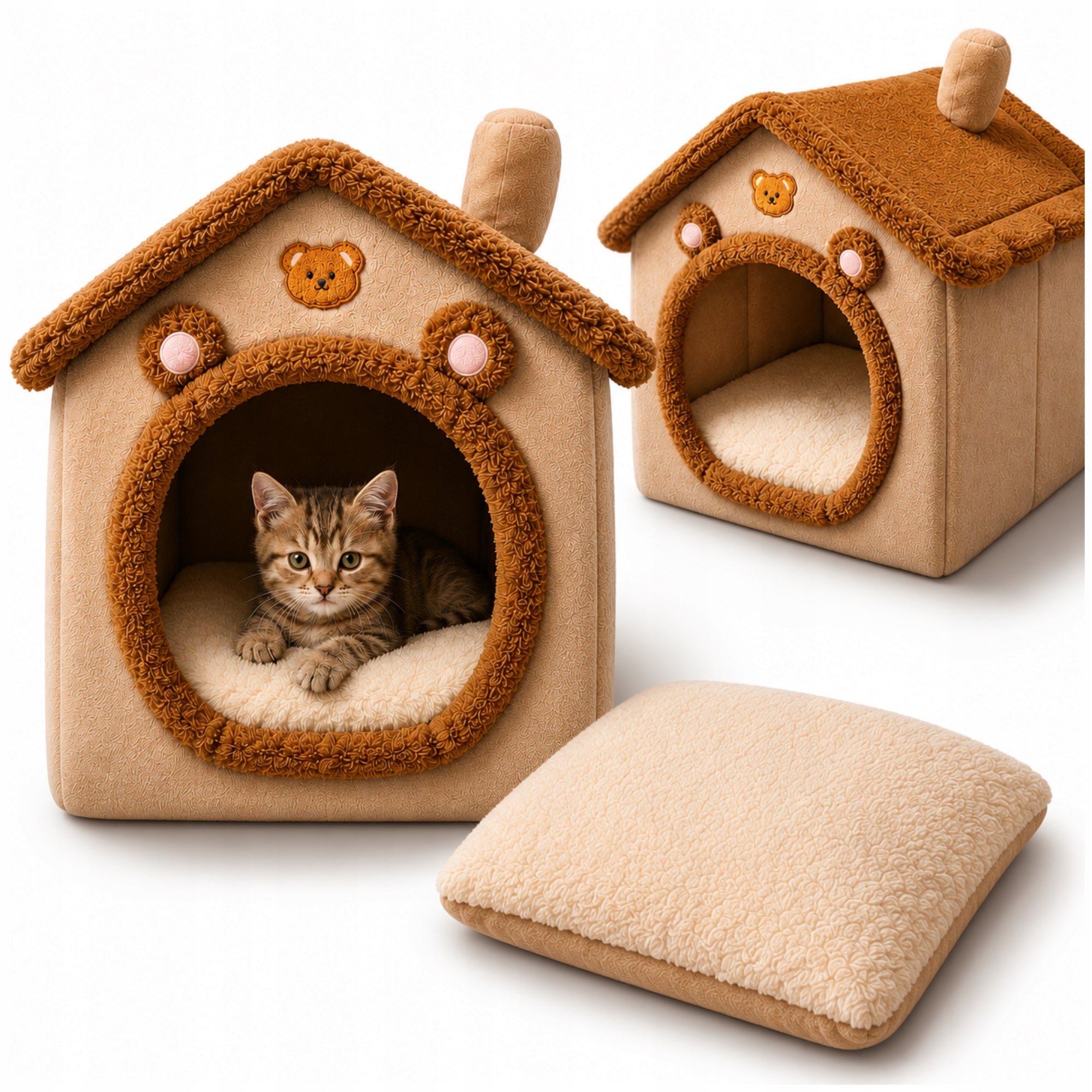 CAT HOUSE BED BOOTH PLUSH SOFT PLAYPEN PILLOW KENNEL BED