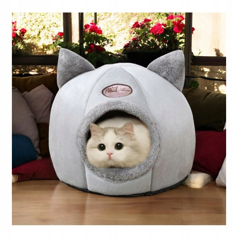 CAT HOUSE Booth Plush Bed For Winter SOFT BED kennel Grey Brand Ecarla