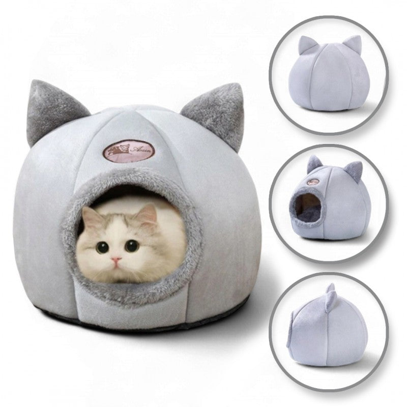 CAT HOUSE Booth Plush Bed For Winter SOFT BED kennel Grey Color beige